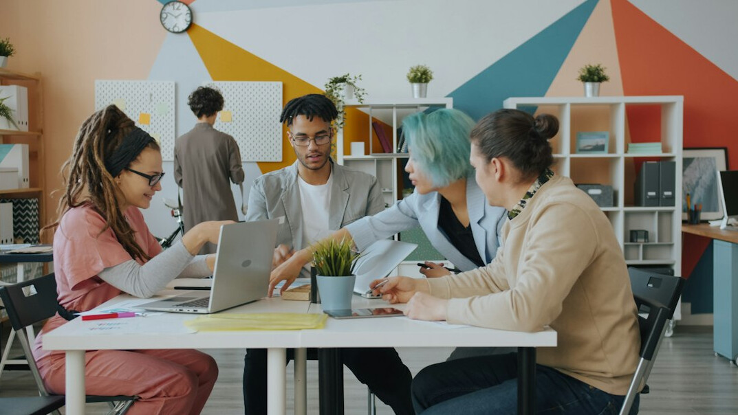 diverse people talking