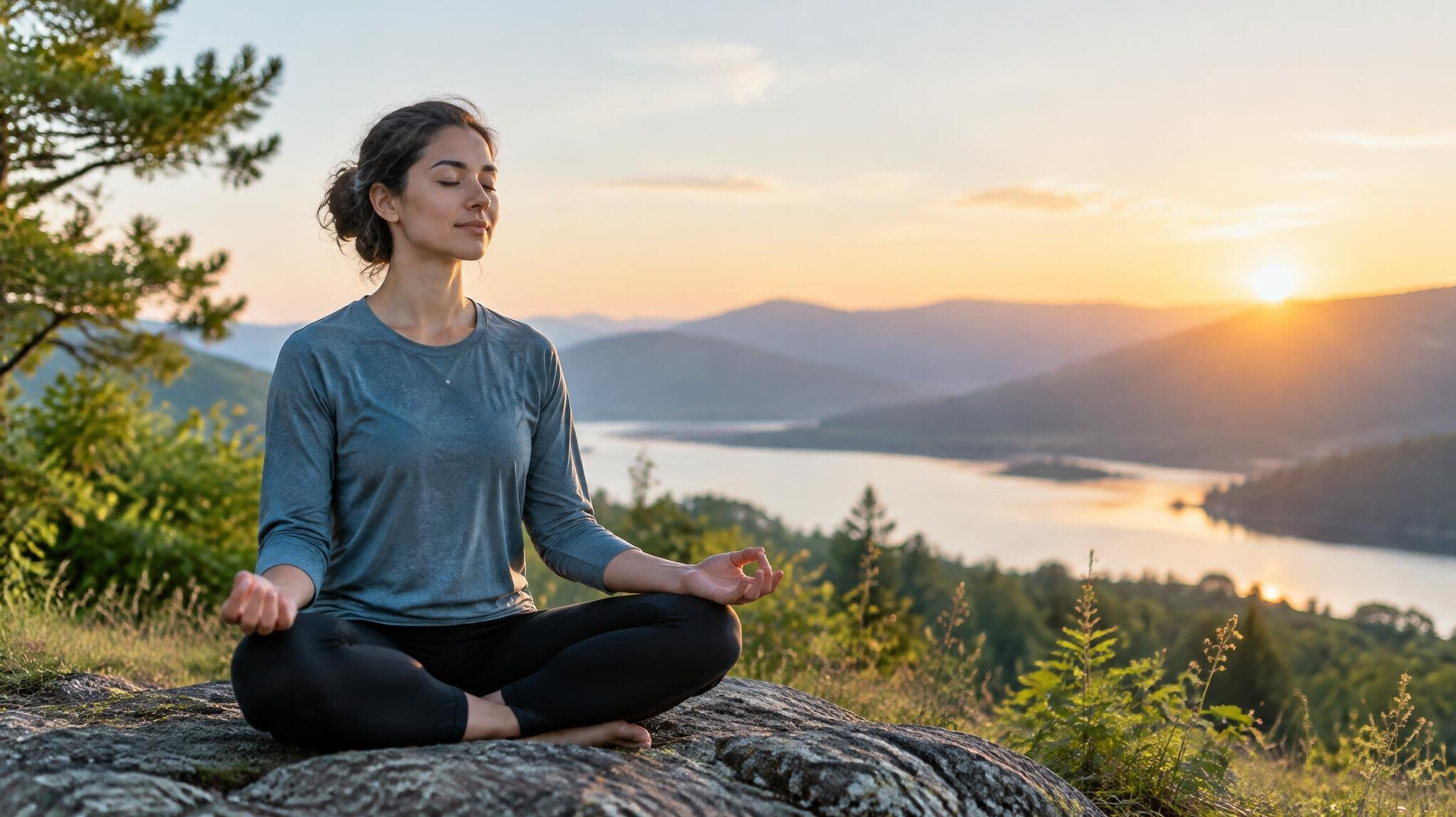person meditating outdoors